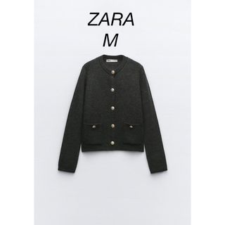 ザラ(ZARA)のZARA ゴールドボタン ニット カーディガン(カーディガン)