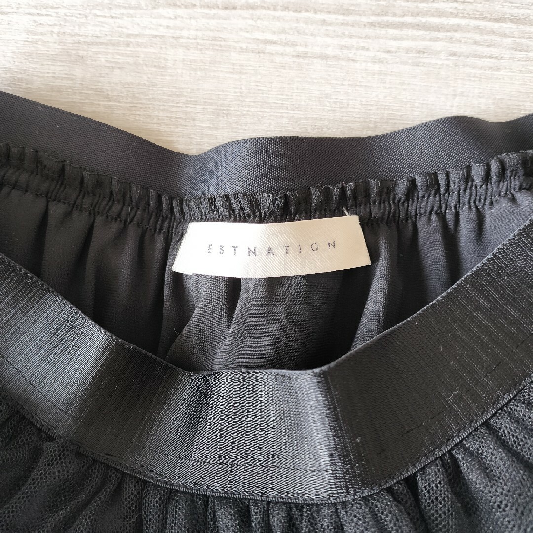 ESTNATION(エストネーション)のチュールスカート　ブラック レディースのスカート(ロングスカート)の商品写真