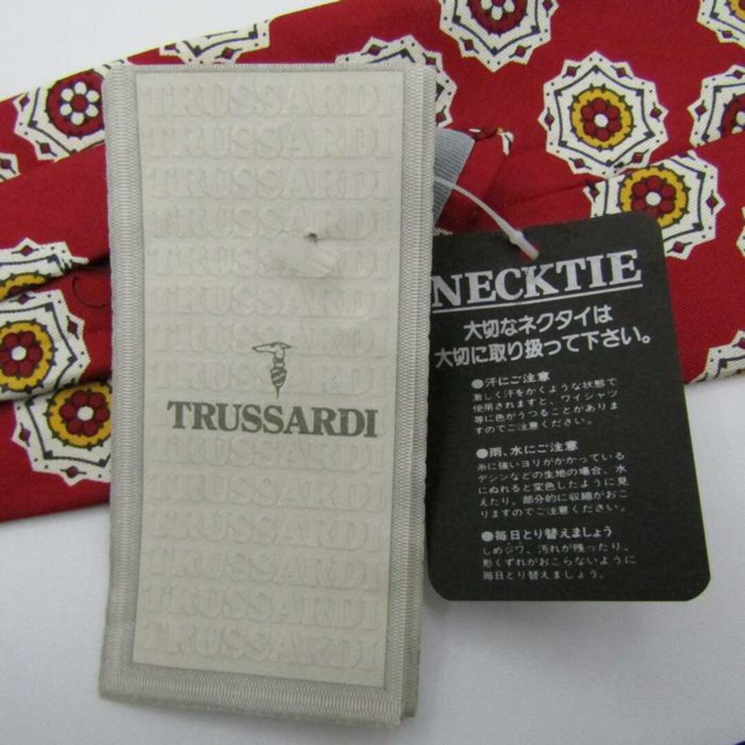 Trussardi(トラサルディ)のトラサルディ ブランド ネクタイ シルク 花柄 未使用タグ付 メンズ レッド TRUSSARDI メンズのファッション小物(ネクタイ)の商品写真