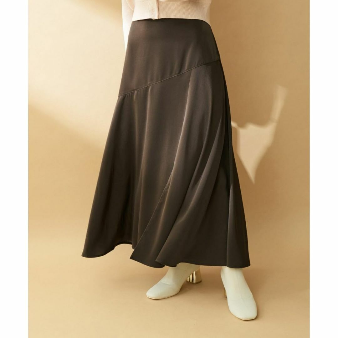[ビス] スカート 【洗える】 サテンスリットフレアロングスカート レディース  レディースのファッション小物(その他)の商品写真