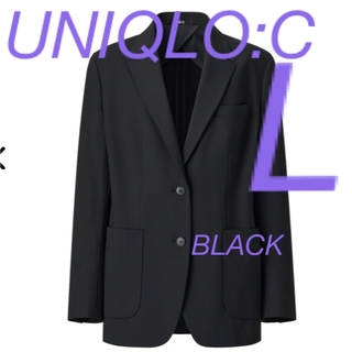 ユニクロ(UNIQLO)の【新品】UNIQLO:CリラックステーラードジャケットL／黒(テーラードジャケット)