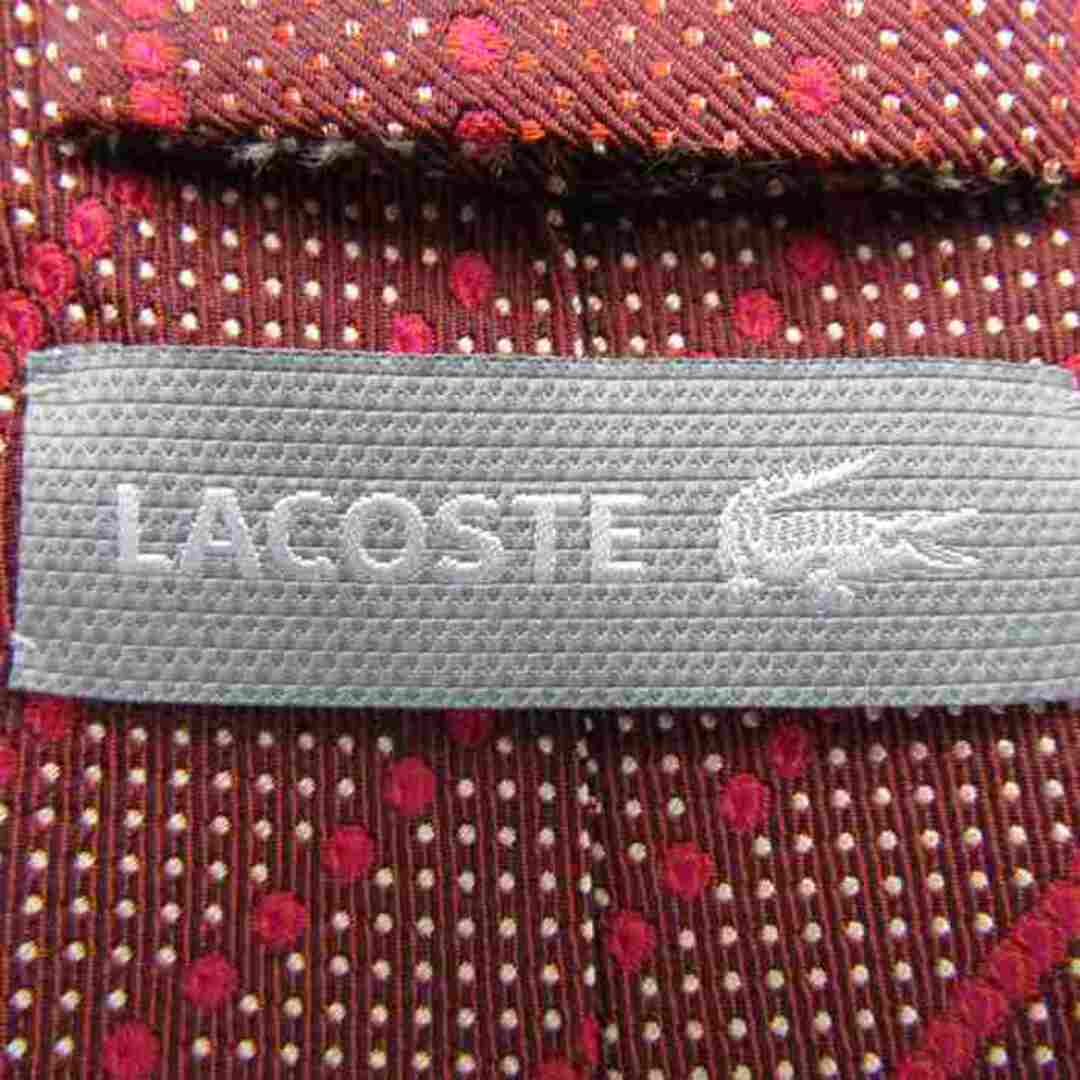 LACOSTE(ラコステ)のラコステ ブランドネクタイ ストライプ柄 ドット シルク イタリア製 メンズ ワインレッド LACOSTE メンズのファッション小物(ネクタイ)の商品写真