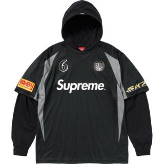 シュプリーム(Supreme)の23AW SUPREME Hooded Soccer Jersey BLACK(パーカー)