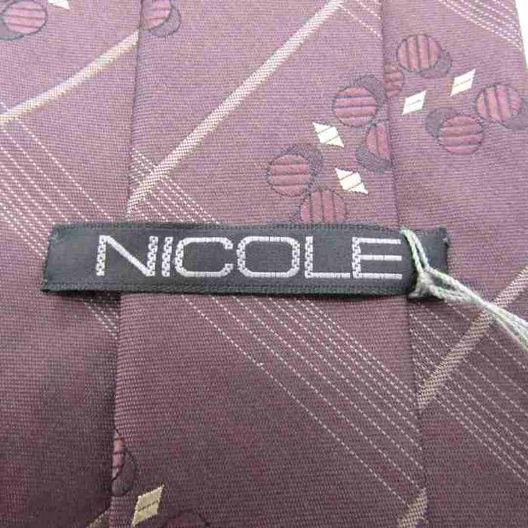 NICOLE(ニコル)のニコル ブランドネクタイ ドット チェック柄 シルク 日本製 未使用タグ付 メンズ グレー NICOLE メンズのファッション小物(ネクタイ)の商品写真