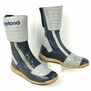 daytona/デイトナ　ビンテージ/Vintage 本革/レザー　ライディング/バイクブーツ　size40　25.0程度　グレー×ネイビー　ビンテージ/Vintage/ boots/bike/Boots/Shoes〕菅No.WL82 #BUZZBERG(ブーツ)