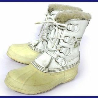 ソレル(SOREL)のカナダ製/ビンテージ品★SOREL/ソレル【WOS7/23.5-24.5/白】本革使用/インナー付き/高級スノーブーツ◆3@n27 #BUZZBERG(ブーツ)