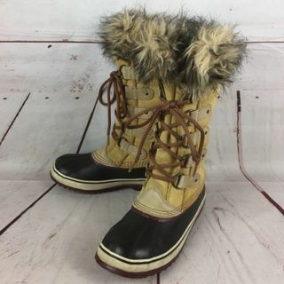 ソレル(SOREL)のカナダ名門★SOREL/ソレル★完全防水/レザースノーブーツ【24.5/茶】インナー付/履き口ボア◆KM03 #BUZZBERG(ブーツ)