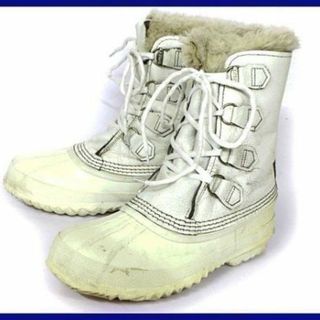 ソレル(SOREL)のカナダ製/ビンテージ品★SOREL/ソレル【WOS7/23.5-24.5/白】本革使用/インナー付き/高級スノーブーツ◆X3@W84 #BUZZBERG(ブーツ)