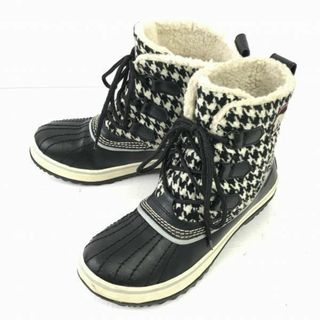 ソレル(SOREL)のカナダ老舗★ソレル/SOREL★本革/スノーブーツ【23.0/黒×白】千鳥格子柄/雪作業/防水◆WB44-9 #BUZZBERG(ブーツ)