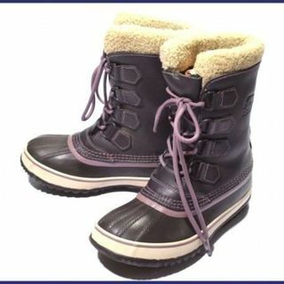 ソレル(SOREL)のカナダ製★ソレルSOREL★インナー付き/防水加工/本革スノーブーツ21.5紫系◆-o52 #BUZZBERG(ブーツ)