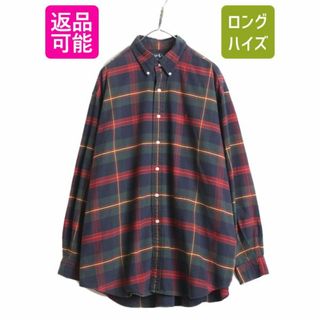 ラルフローレン(Ralph Lauren)の90s BIG SHIRT ラルフローレン オックスフォード チェック ボタンダウン シャツ メンズ XL 90年代 オールド ポロ 長袖シャツ 大きいサイズ(シャツ)