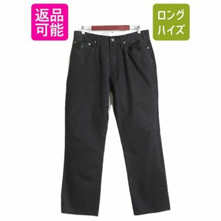 ラルフローレン(Ralph Lauren)のポロ ラルフローレン コットン チノ パンツ メンズ 34 30 / ノータック スラックス チノパン ストレート ポニー刺繍 ブラック ワンポイント(チノパン)