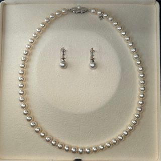 ミキモト(MIKIMOTO)のミキモト　パールネックレス　大珠　7.5-7.0㎜　イヤリング　7.8㎜(ネックレス)