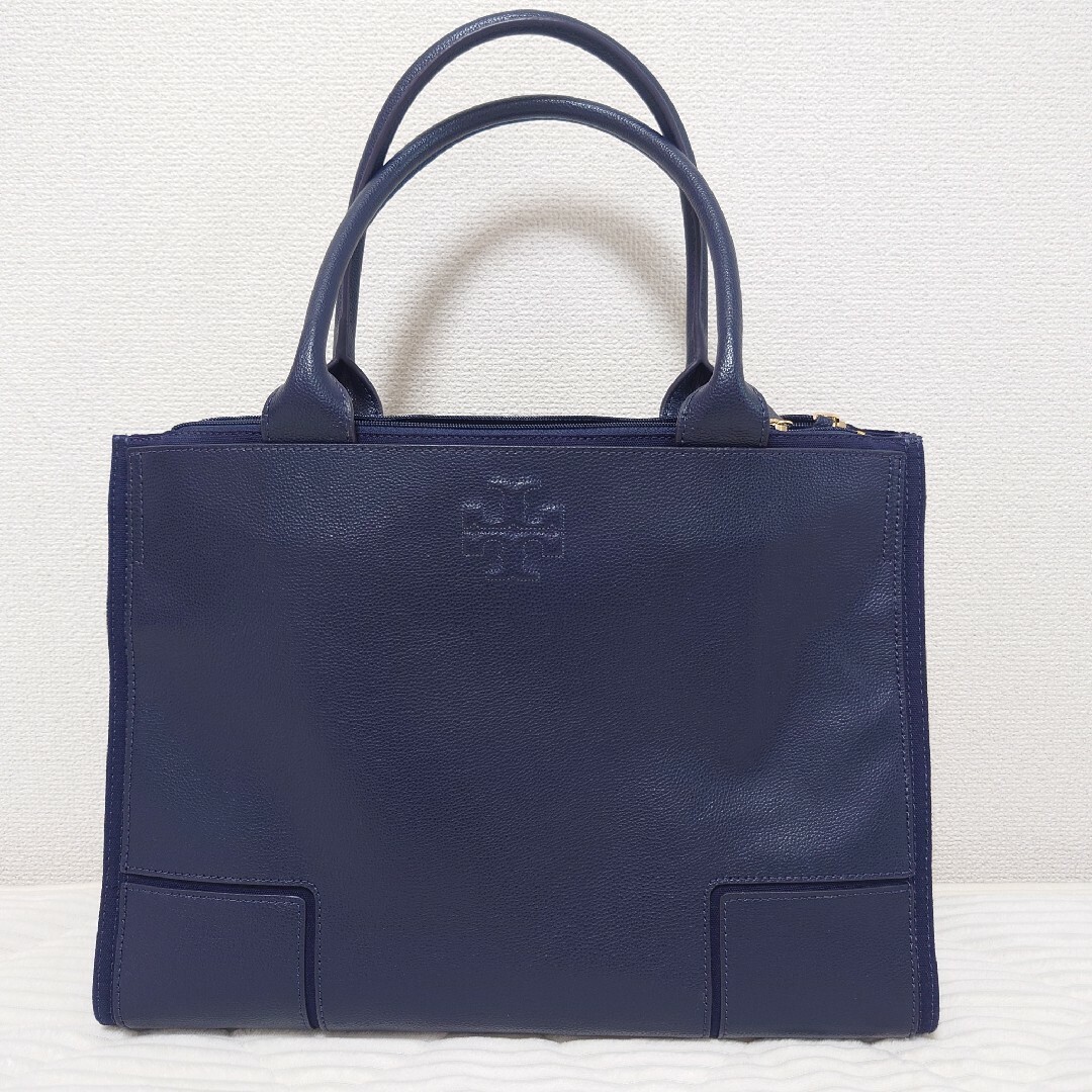 Tory Burch(トリーバーチ)の[美品] トリーバーチ レザー&コットントートバッグ ネイビーグ レディースのバッグ(トートバッグ)の商品写真