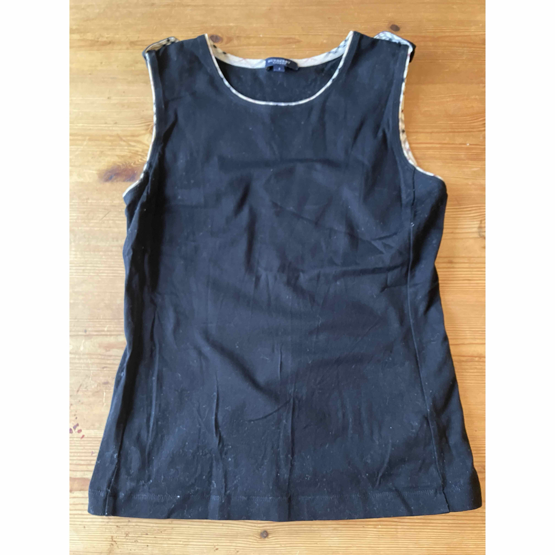 BURBERRY(バーバリー)の黒×ノバチェックパイピングカットソー レディースのトップス(Tシャツ(半袖/袖なし))の商品写真
