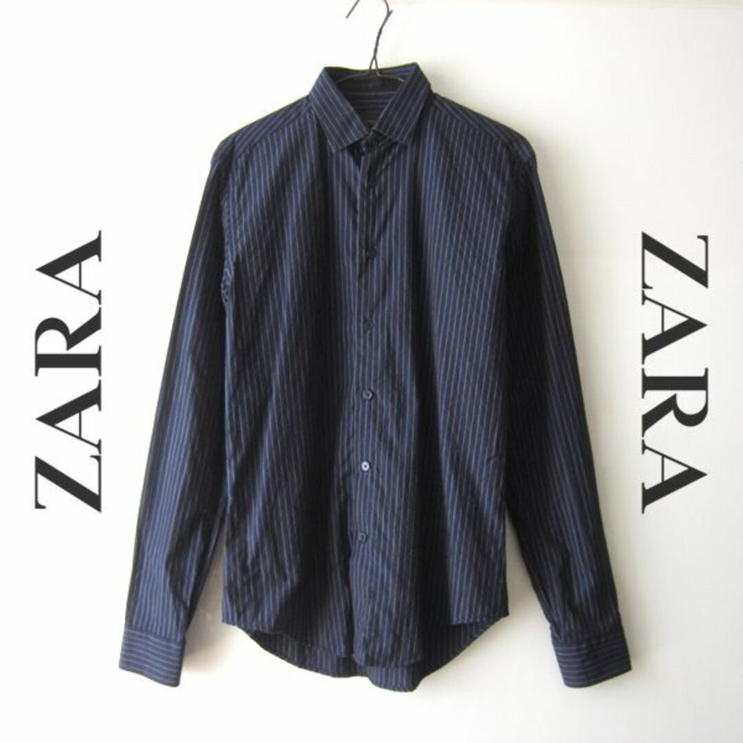 ZARA(ザラ)のほぼ新品　ZARA／ザラ★　ストライプ　長袖シャツ メンズのトップス(シャツ)の商品写真