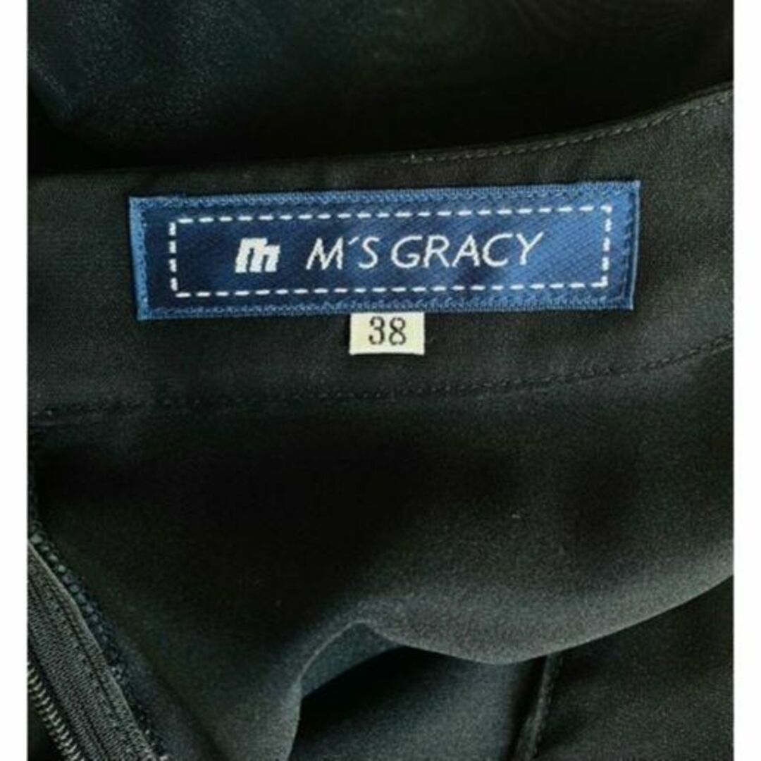 M'S GRACY(エムズグレイシー)の【M'SGRACY】美品 シフォン ティアードワンピース ブラック 38 七分袖 レディースのワンピース(ひざ丈ワンピース)の商品写真