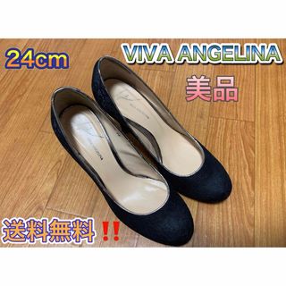 ビバアンジェリーナ(VIVA ANGELINA)のVIVA ANGELINA ラウンドトゥ 美品 パンプス ピンヒール 24 cm(ハイヒール/パンプス)