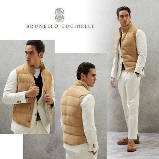 ブルネロクチネリ(BRUNELLO CUCINELLI)のL95★未使用★23-24AW★極上レザー ダウンベスト ブルネロクチネリ(ダウンベスト)