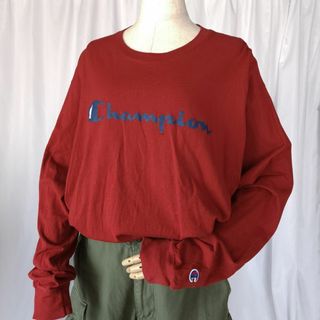 チャンピオン(Champion)のLサイズ/Champion チャンピオン ロゴプリント 長袖Tシャツ えんじ色系(Tシャツ/カットソー(七分/長袖))