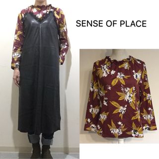 センスオブプレイスバイアーバンリサーチ(SENSE OF PLACE by URBAN RESEARCH)の【美品】SENSE OF PLACE.花柄プチネック ブラウス(シャツ/ブラウス(長袖/七分))