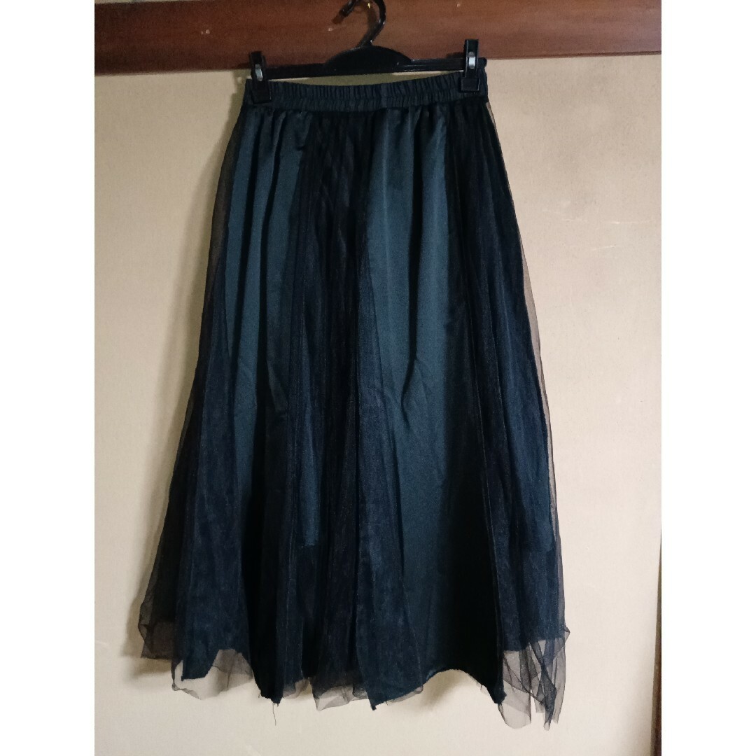 cawaii(カワイイ)の黒の二枚重ね チュールロング丈スカート レディースのスカート(ロングスカート)の商品写真