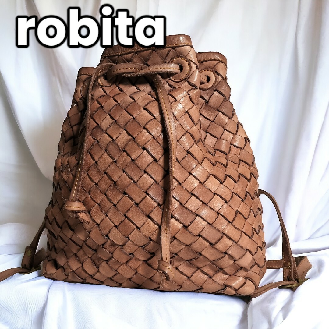robita(ロビタ)の【精緻なレザークラフト✨】 　ロビタ　レザー編み込みリュック バックパック レディースのバッグ(リュック/バックパック)の商品写真