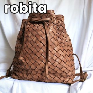 robita - 【精緻なレザークラフト✨】 　ロビタ　レザー編み込みリュック バックパック