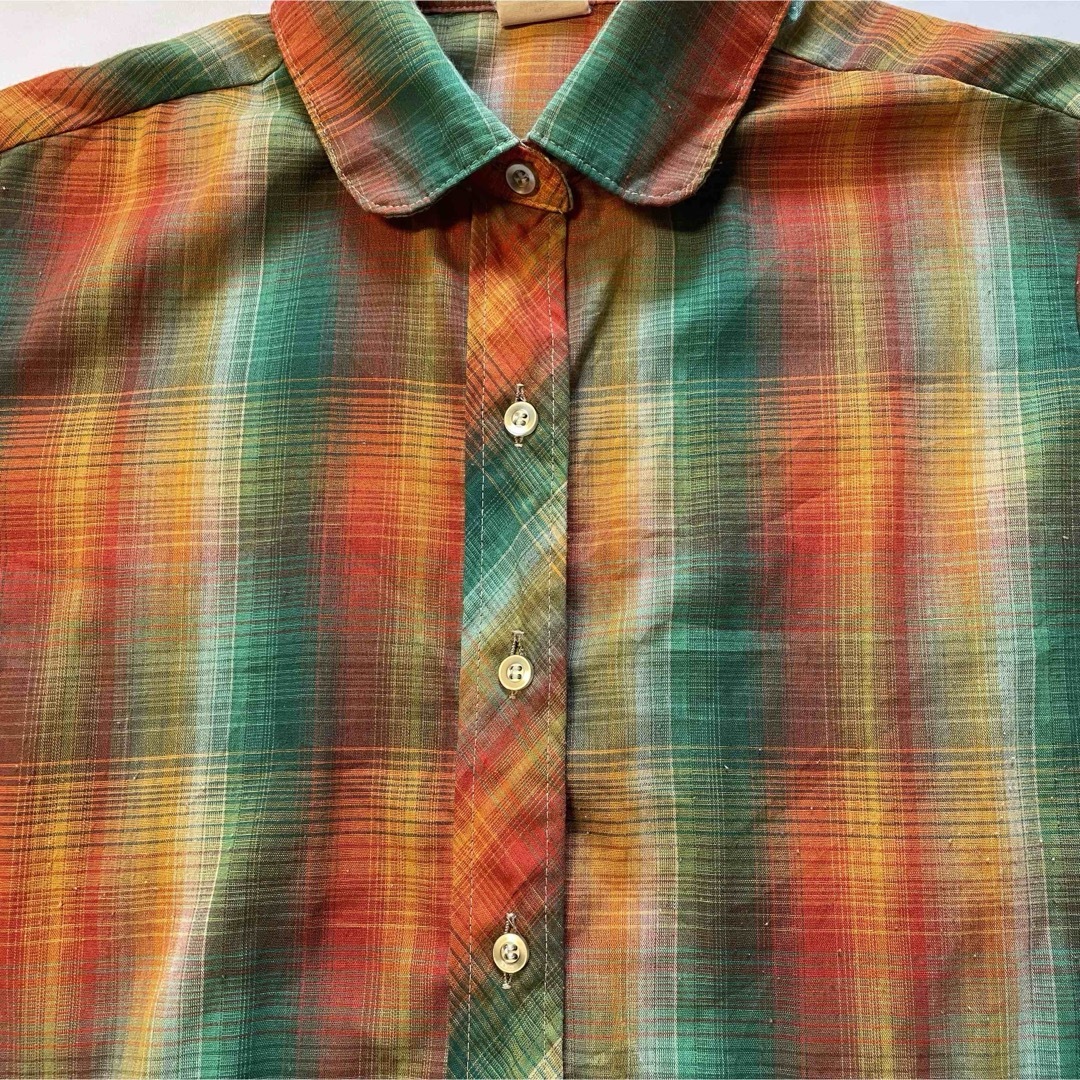 Wrangler(ラングラー)のUSA製 春服 ラングラー オンブレチェック ウエスタン シャツ ビンテージ レディースのトップス(シャツ/ブラウス(長袖/七分))の商品写真