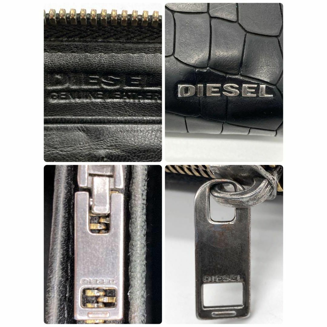DIESEL(ディーゼル)のディーゼル　二つ折り長財布　クロコ　型押し　レザー　ブラック メンズのファッション小物(長財布)の商品写真