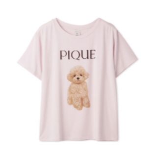 ジェラートピケ♡ピンク♡トイプードル柄ワンポイントTシャツ♡