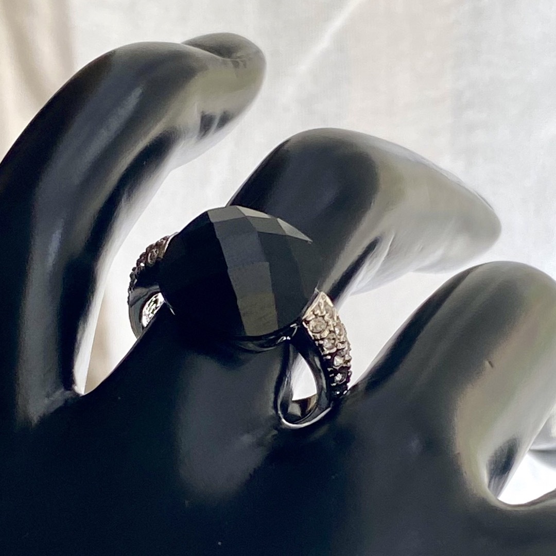 黒水晶 天然 モリオン リング 指輪 シルバー 18KRGP レディースのアクセサリー(リング(指輪))の商品写真