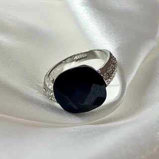 黒水晶 天然 モリオン リング 指輪 シルバー 18KRGP(リング(指輪))