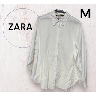 ザラ(ZARA)の【ZARA】ビジューシャツ .Msize(シャツ/ブラウス(長袖/七分))