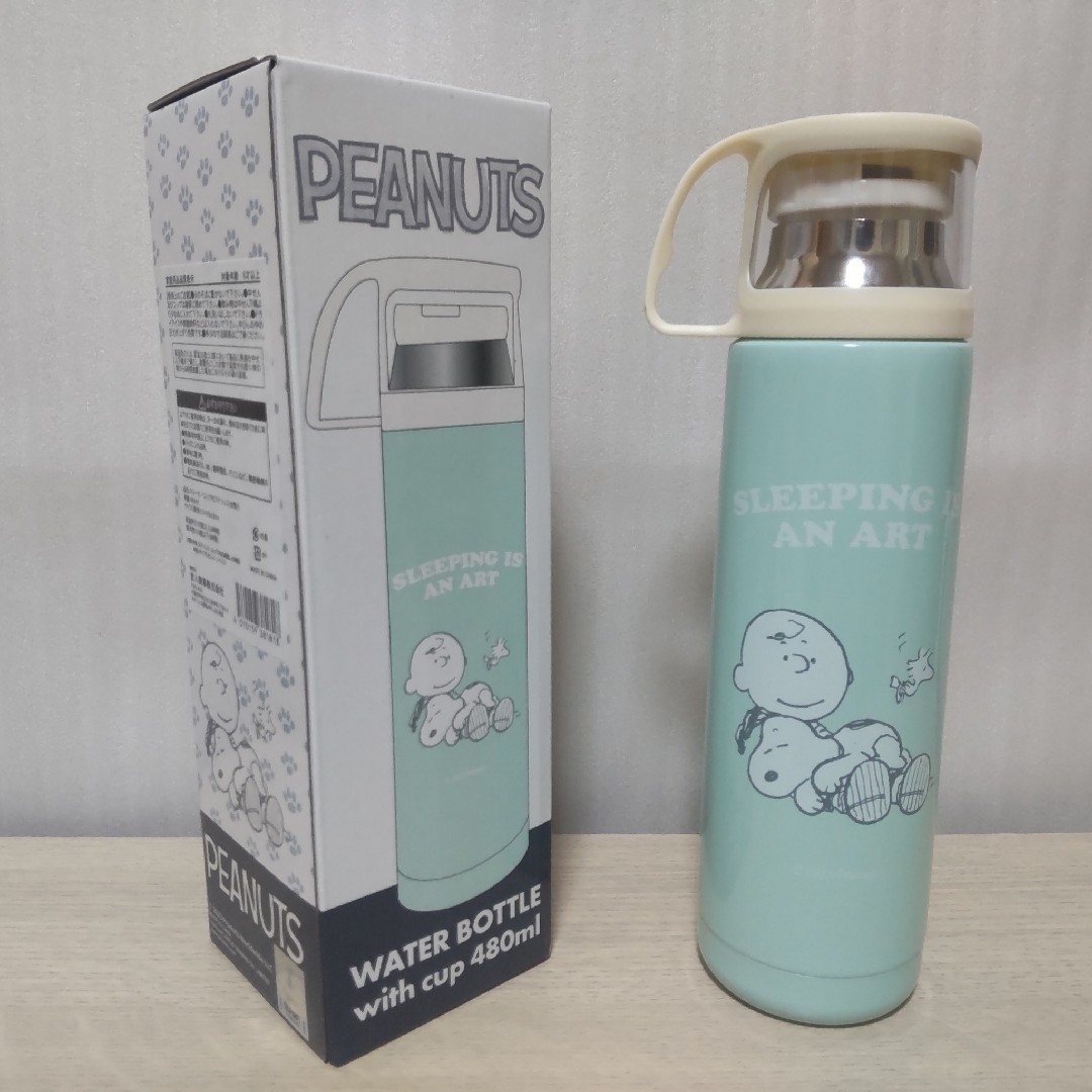 PEANUTS(ピーナッツ)のスヌーピーコップ付きステンレス水筒⑥/ミントグリーン エンタメ/ホビーのおもちゃ/ぬいぐるみ(キャラクターグッズ)の商品写真