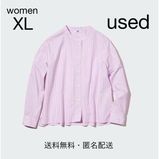 ユニクロ(UNIQLO)の【used】コットンストライプスタンドカラーシャツ　長袖(シャツ/ブラウス(長袖/七分))