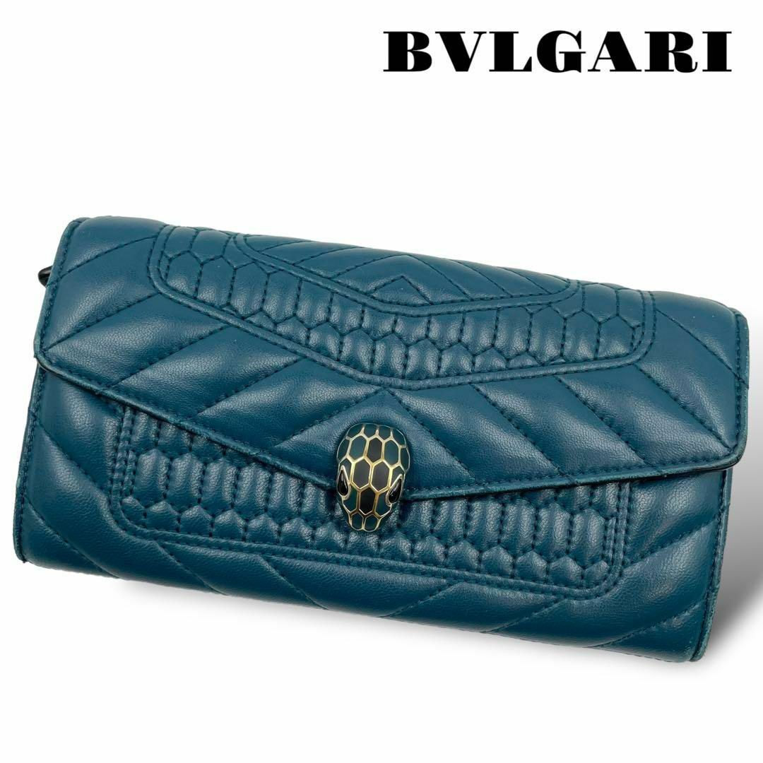 BVLGARI(ブルガリ)の良品 希少 BVLGARI 長財布 ２つ折り セルペンティ スネーク ブルー系 レディースのファッション小物(財布)の商品写真