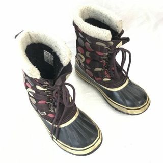 カナダ老舗★ソレル/SOREL★スノーブーツ【24.0/水玉柄　茶/brown】インナー付き/雪作業/防水◆bWB73-23 #BUZZBERG(ブーツ)