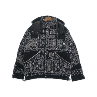 サカイ(sacai)のsacai サカイ ダウンジャケット/ダウンベスト 1(S位) 紺x白(総柄) 【古着】【中古】(ダウンジャケット)