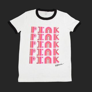 ヴィクトリアズシークレット(Victoria's Secret)の★新品★ピンク★リンガーTシャツ (White/Black/S)(Tシャツ(半袖/袖なし))