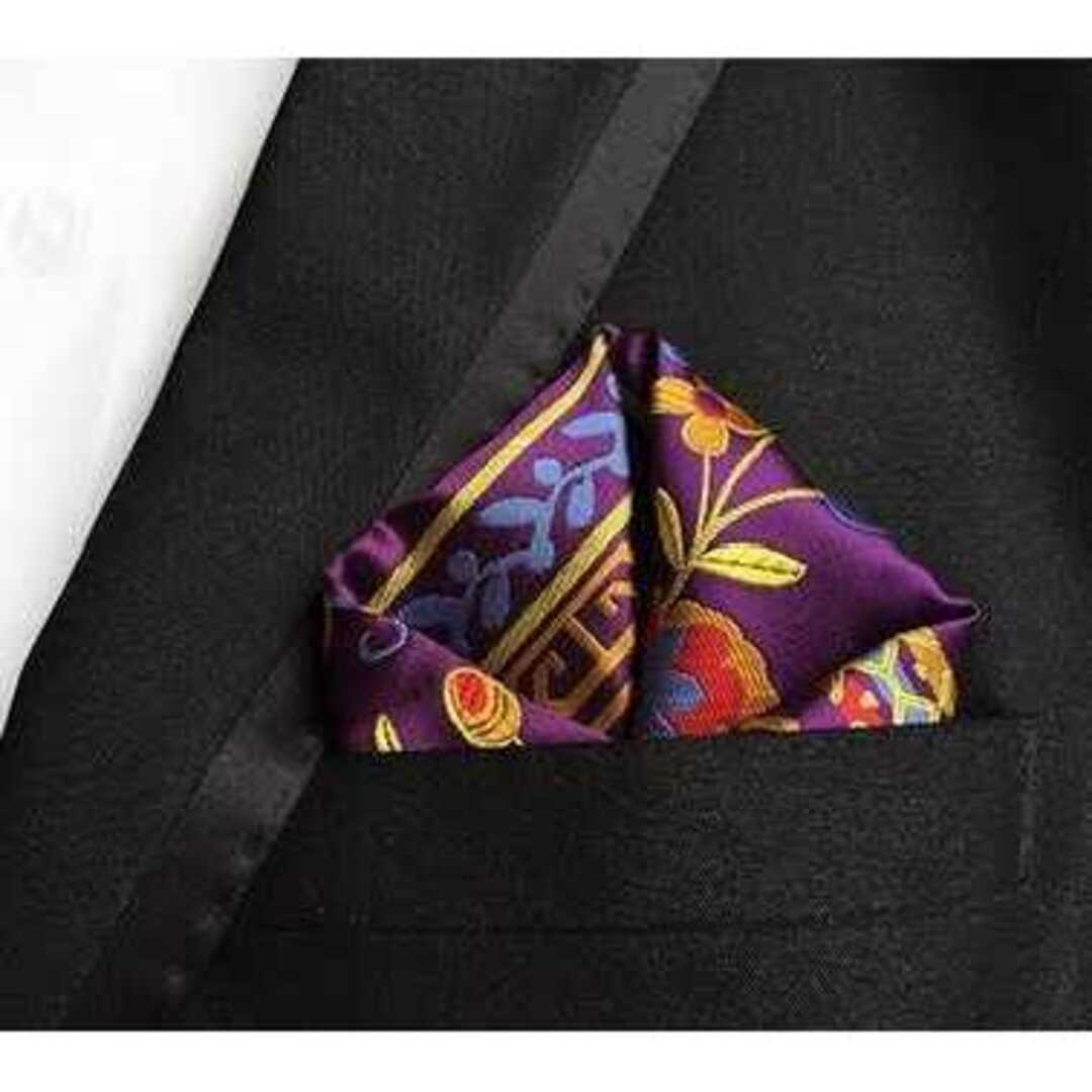 高級 ハンカチーフ ポケットチーフ パープル系 タイピン ネクタイ カフス メンズのファッション小物(ハンカチ/ポケットチーフ)の商品写真
