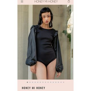 ハニーミーハニー(Honey mi Honey)のHONEY MI HONEY volumesleeve rib bodysuit(カットソー(長袖/七分))