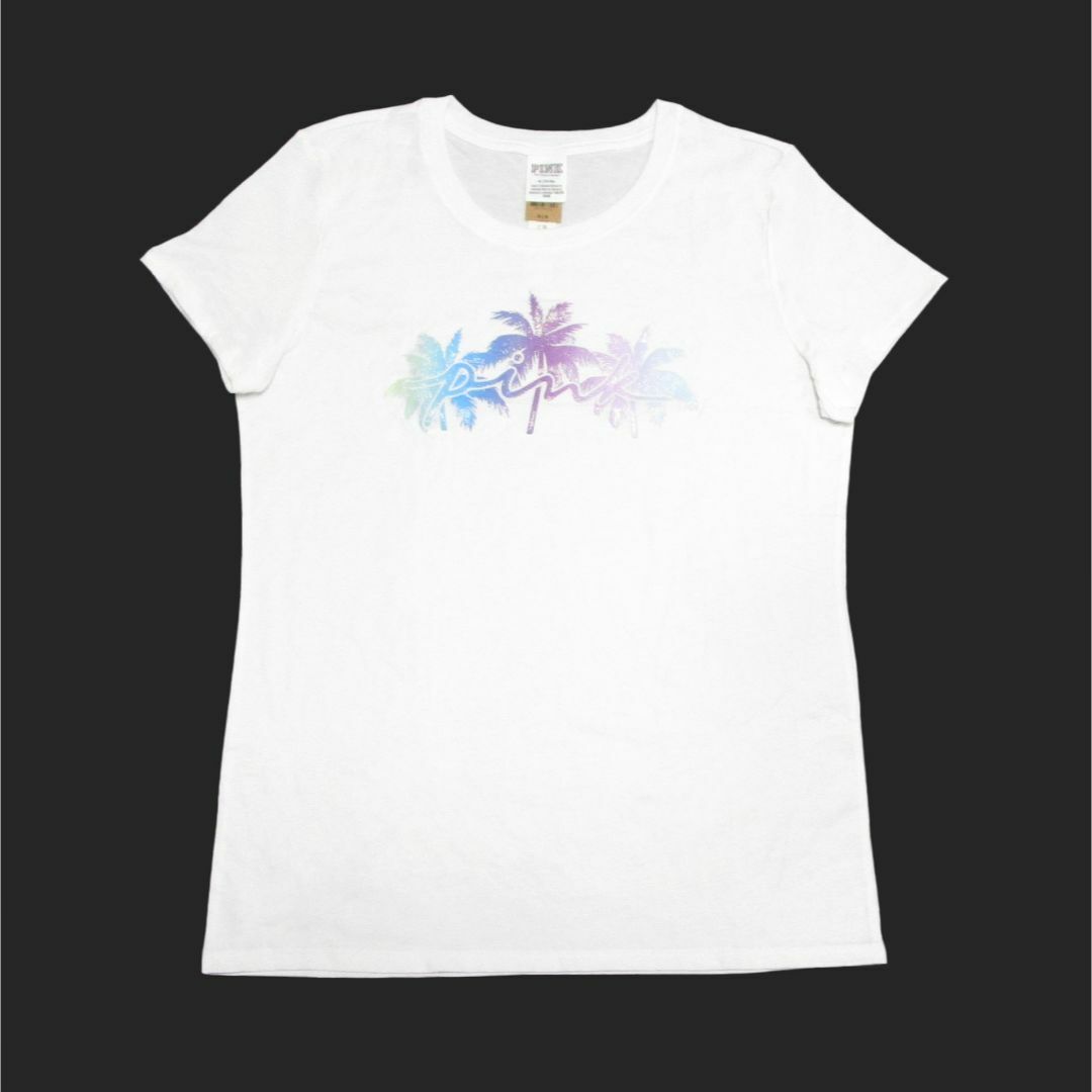 Victoria's Secret(ヴィクトリアズシークレット)の★新品★ピンク★グラデーションラメプリントTシャツ (White/M) レディースのトップス(Tシャツ(半袖/袖なし))の商品写真