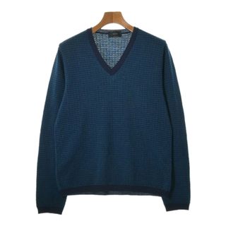 ザノーネ(ZANONE)のZANONE ザノーネ ニット・セーター 50(XL位) 青緑系x紫(総柄) 【古着】【中古】(ニット/セーター)