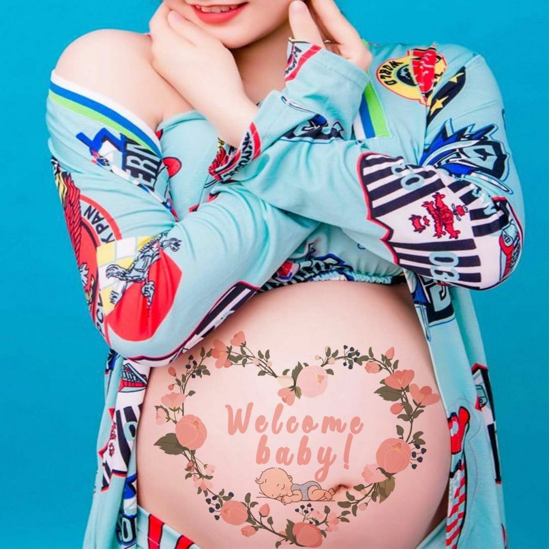 色:Dタトゥーシール 妊婦のステッカー 花 かわいい マタニティシール マタ レディースのファッション小物(その他)の商品写真