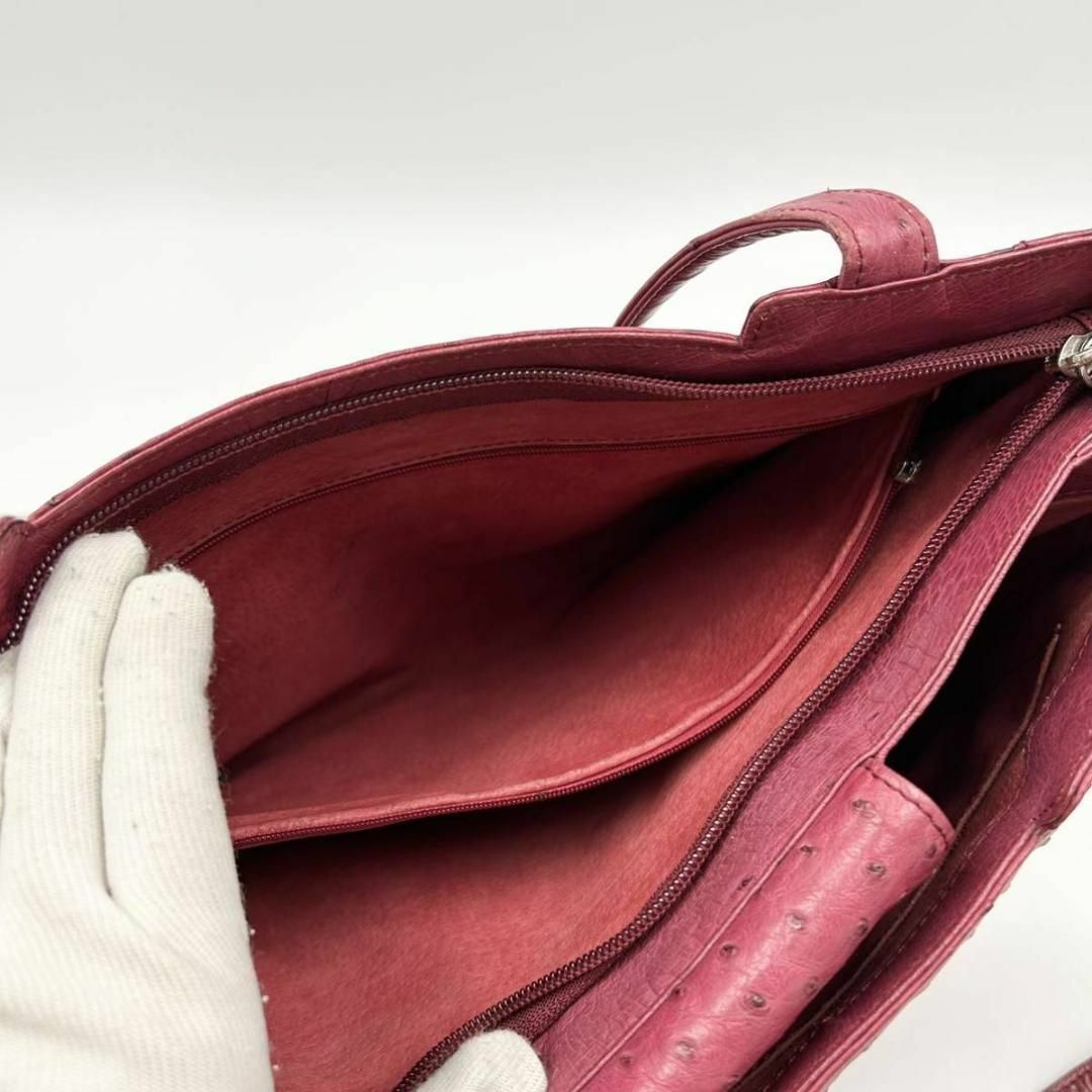 OSTRICH(オーストリッチ)の☆大人気☆ オーストリッチ トートバッグ ハンドバッグ A4可 RED 赤肩掛け レディースのバッグ(ハンドバッグ)の商品写真