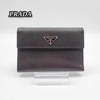 プラダ(PRADA)の☆ほぼ未使用☆ PRADA 折り財布 コンパクト サフィアーノ 三角プレート(財布)