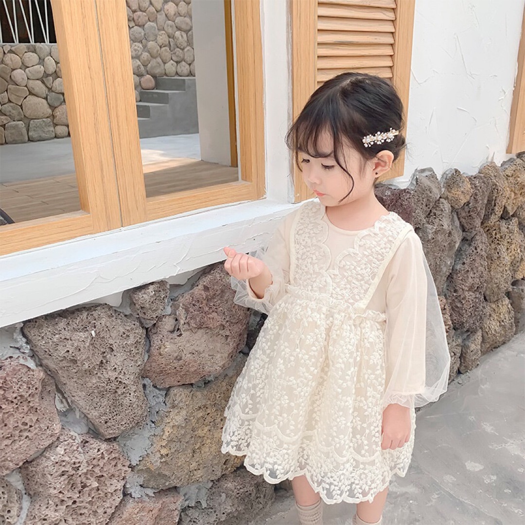 チュール　レース　ワンピース　ドレス　110 ラスト キッズ/ベビー/マタニティのキッズ服女の子用(90cm~)(ドレス/フォーマル)の商品写真