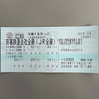 ジェイアール(JR)の青春18きっぷ(3回分)(鉄道乗車券)