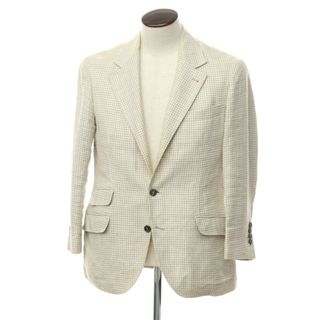 ブルネロクチネリ(BRUNELLO CUCINELLI)の【中古】ブルネロクチネリ Brunello Cucinelli リネンウールシルク チェック ジャケット オフホワイトxトープ【サイズ48】【メンズ】(テーラードジャケット)